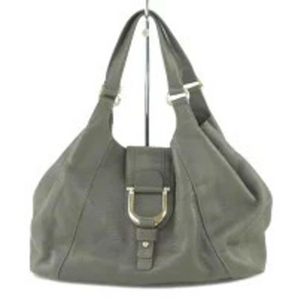 Gucci Greenwich shoulder bag Gray pebbled leather stirrup buckle